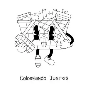 Imagen para colorear de una caricatura de una canasta de pícnic