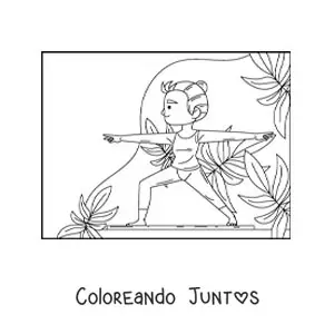Imagen para colorear de una chica en la postura del guerrero 2