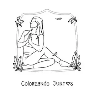 Imagen para colorear de una mujer haciendo estiramientos de yoga
