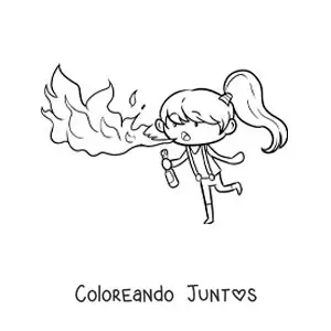Imagen para colorear de una chica tragafuegos de circo