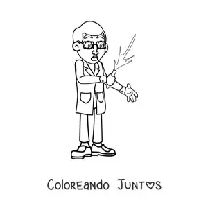 Imagen para colorear de un científico loco con un experimento fallido