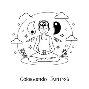Imagen para colorear de un hombre meditando