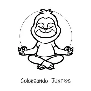 Imagen para colorear de un perezoso animado meditando