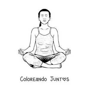 Imagen para colorear de una mujer sentada meditando