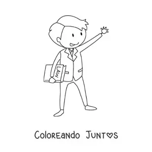 Imagen para colorear de un abogado animado sujetando las leyes