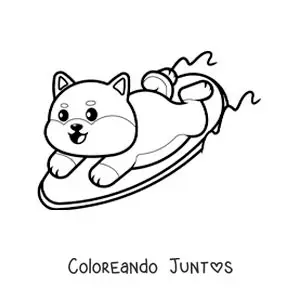 Imagen para colorear de un perro surfista animado