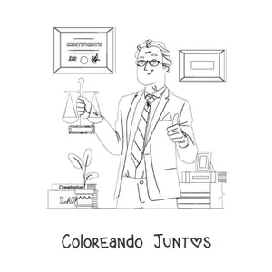 Imagen para colorear de un abogado sujetando una balanza