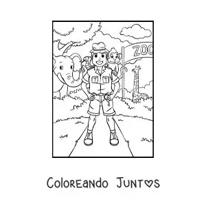 Imagen para colorear de un cuidador del zoológico
