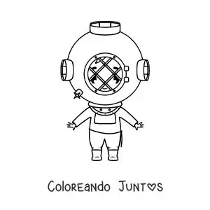 Imagen para colorear de un buzo con casco