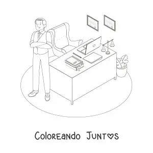 Imagen para colorear de un abogado en su despacho
