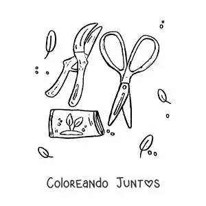 Imagen para colorear de herramientas de jardinería