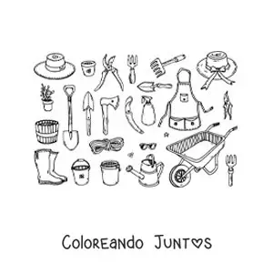 Imagen para colorear de herramientas y equipo de jardinería