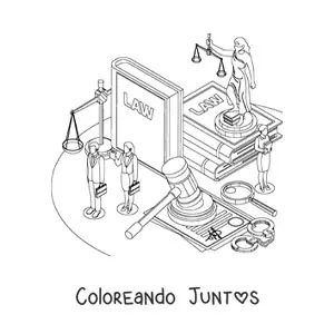 Imagen para colorear de varios símbolos de la justicia