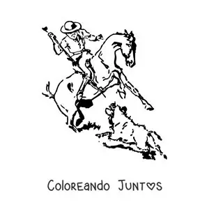 Imagen para colorear de un hombre a caballo cazando un jabalí