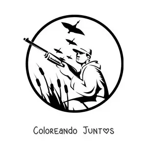 Imagen para colorear de silueta de un hombre cazando patos