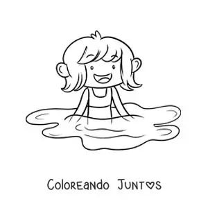 Imagen para colorear de una niña en una piscina