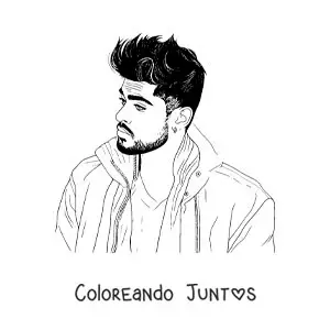 Imagen para colorear de un retrato del cantante Zayn Malik