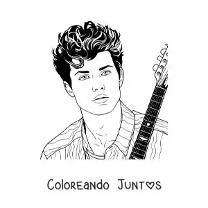 Imagen para colorear de un retrato de Shawn Mendes en estilo realista