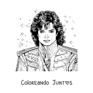 Imagen para colorear de un retrato realista de Michael Jackson