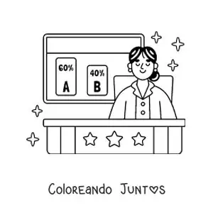 Imagen para colorear de una periodista en el canal de noticias de la televisión