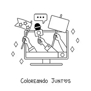 Imagen para colorear de un televisor emitiendo noticias actuales