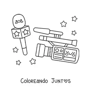 Imagen para colorear de una cámara y un micrófono para periodismo