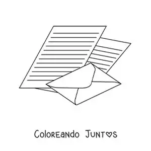 Imagen para colorear de una carta impresa con su sobre