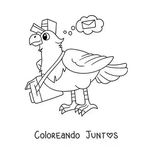 Imagen para colorear de una paloma mensajera animada