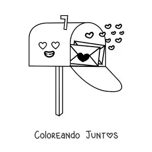 Imagen para colorear de un buzón con cartas de amor