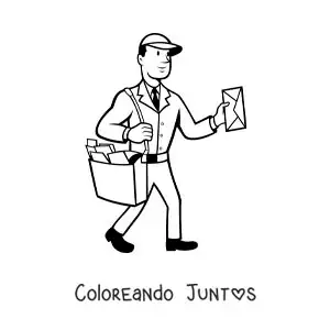 Imagen para colorear de un cartero entregando el correo