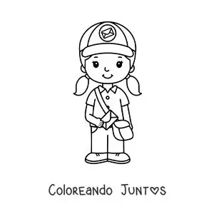 Imagen para colorear de una niña con oficio de cartera