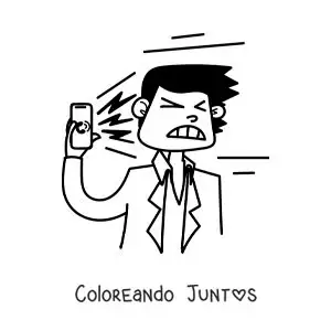 Imagen para colorear de un hombre recibiendo un regaño por teléfono