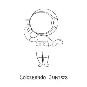 Imagen para colorear de un astronauta hablando por teléfono