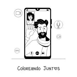 Imagen para colorear de una videollamada en un teléfono inteligente
