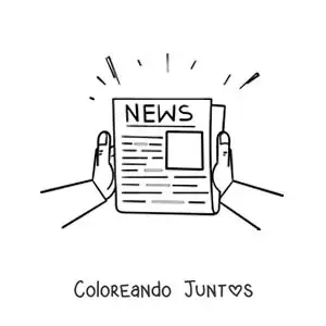 Imagen para colorear de un par de manos sosteniendo un periódico impreso