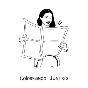 Imagen para colorear de una mujer sentada leyendo el periódico