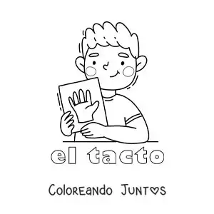 Imagen para colorear de un niño mostrando su nariz