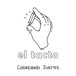 Imagen para colorear de una mano tocando un cristal