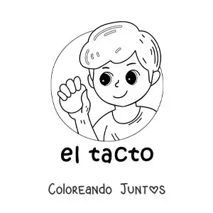 Imagen para colorear de un niño tocando una pelota con la mano