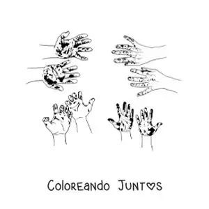 Imagen para colorear de las palmas de las manos sucias