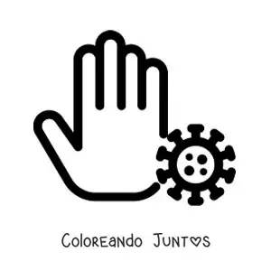 Imagen para colorear de una mano sucia contaminada por un virus