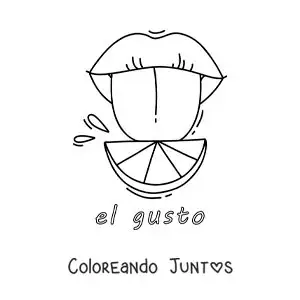Imagen para colorear de una lengua y un limón ácido