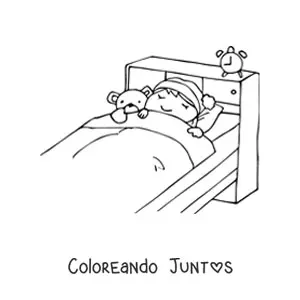 Imagen para colorear de una niña durmiendo en su cama