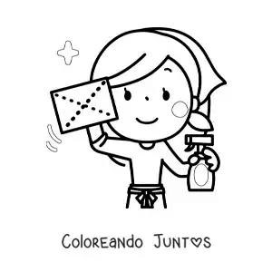 Imagen para colorear de una mujer limpiando