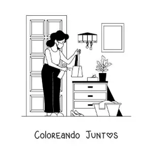 Imagen para colorear de una madre aseando su hogar