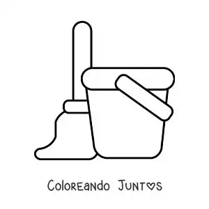 Imagen para colorear de un trapeador y una cubeta