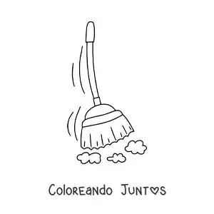 Imagen para colorear de una escoba barriendo el polvo
