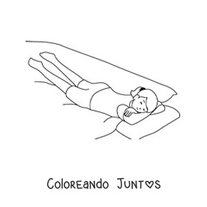 Imagen para colorear de una niña acostada durmiendo en su cama