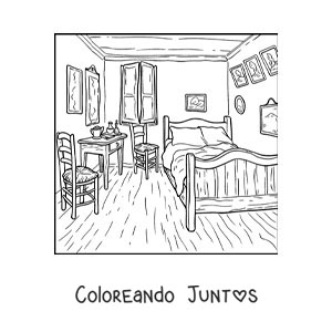 Imagen para colorear de cuadro famoso de van gogh para niños
