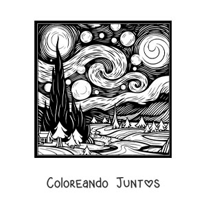 Imagen para colorear de pintura famosa de van gogh